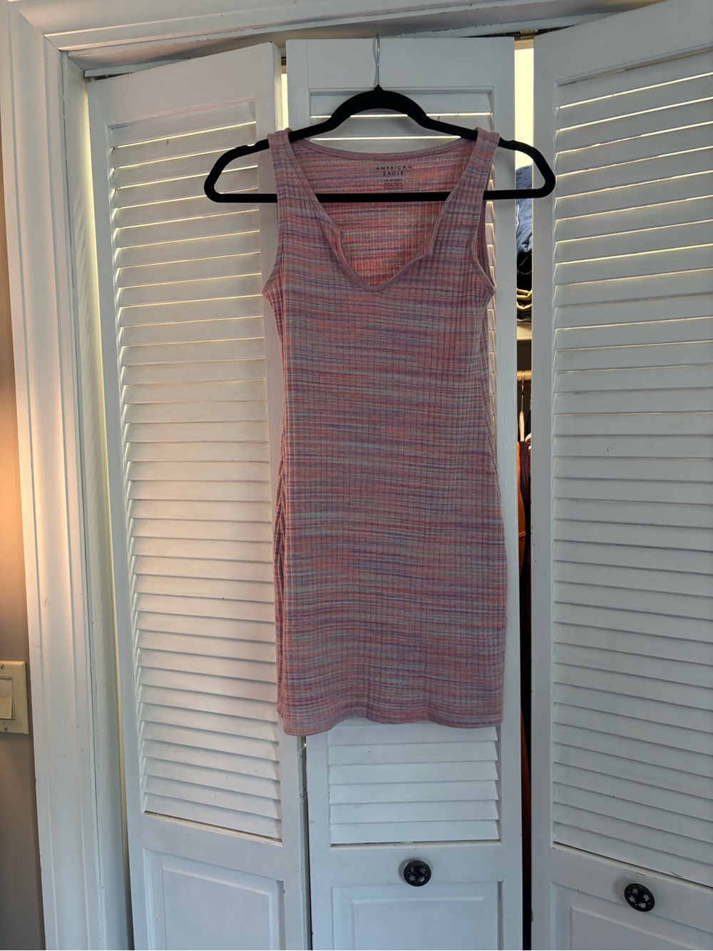 American Eagle Outfitters Pink Multi-Tone Ribbed Tank Dress